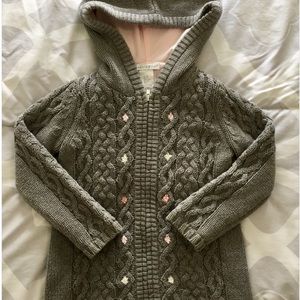 Girls Gray Zipper Sweater with Hood Size 5T